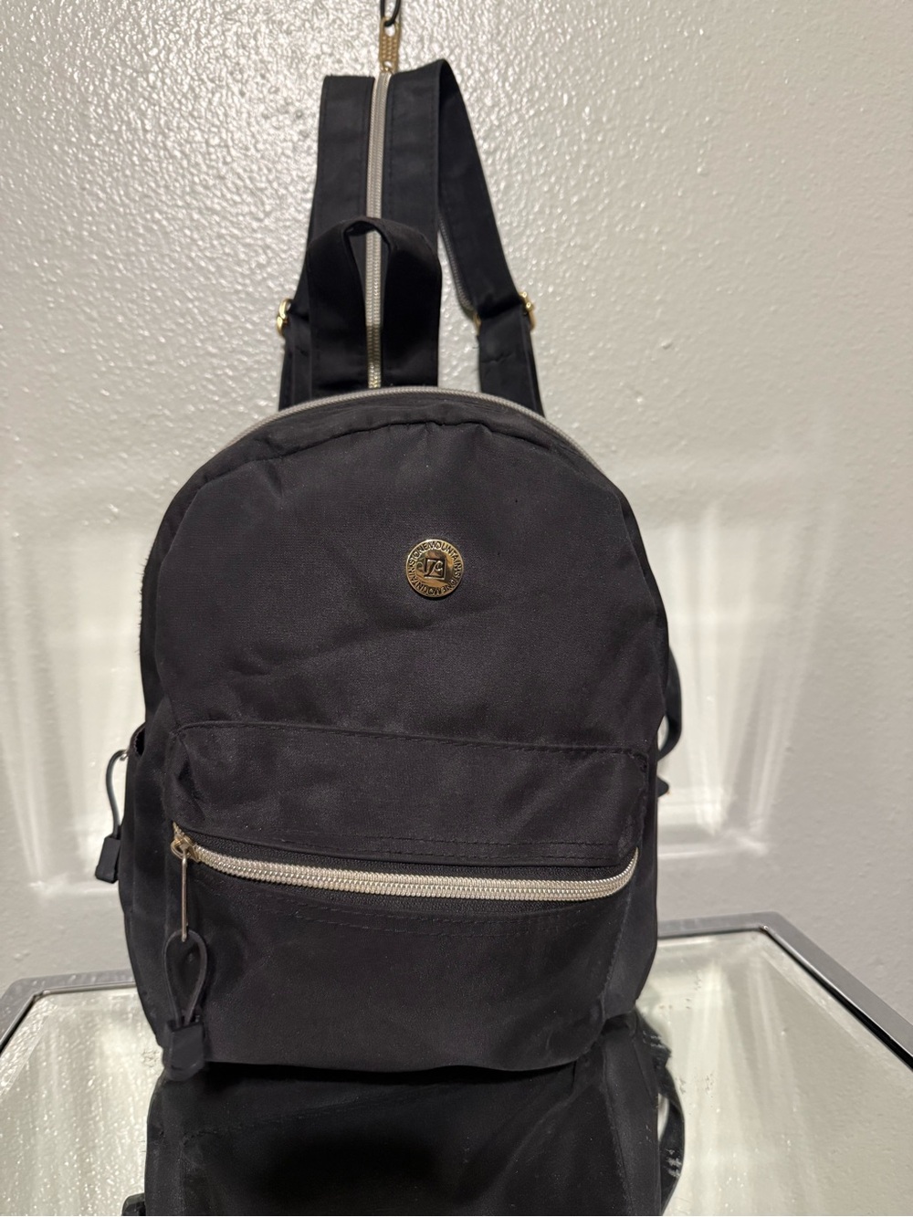 Stone Mountain Black Microfiber Mini Dome Backpack Convertible Zip Strap